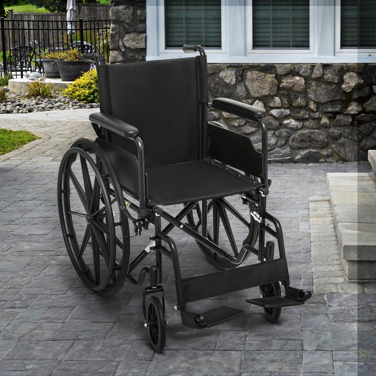 Manual Wheelchair -  Black, FDA Approved - 18"x16" Seat