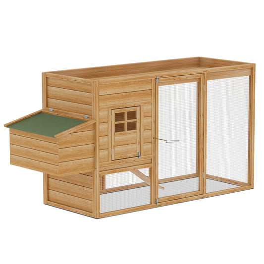 Wooden Chicken Bunny Rabbit Hutch Hen House Poultry Cage with Ramp+Nesting Box