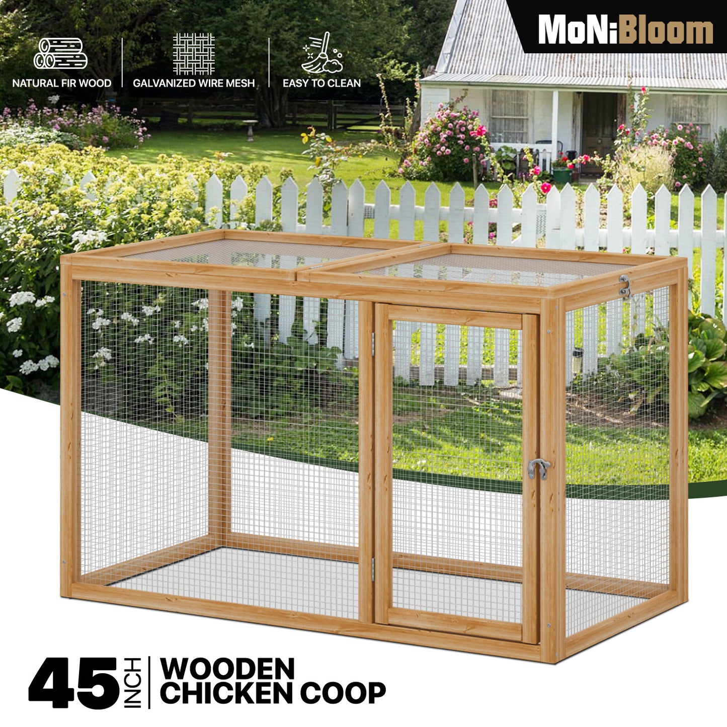 24"x45" Wooden Chicken Coop Rabbit Hutch - Natural