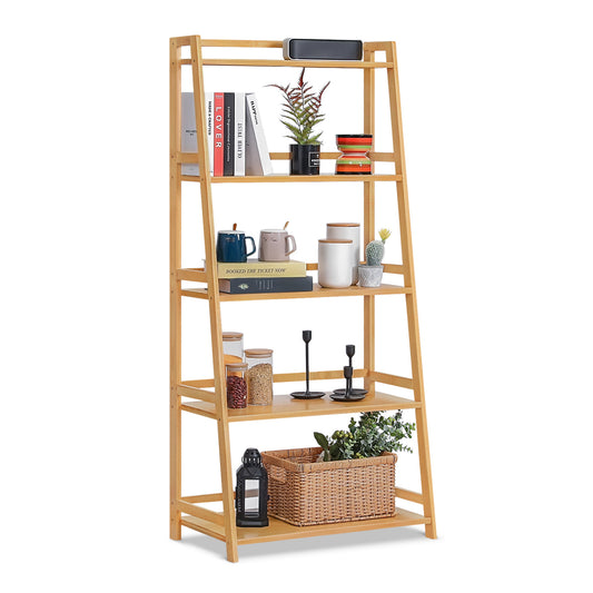 Adjustable Trapezoid Stand Alone Multi-Functional Shelf - 5 Tier - Natural