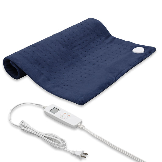 20" x 24" Electric Heating Pad - Coral Fleece + Knitted Fabric - Half an Hour Timer + 6 Heating Levels