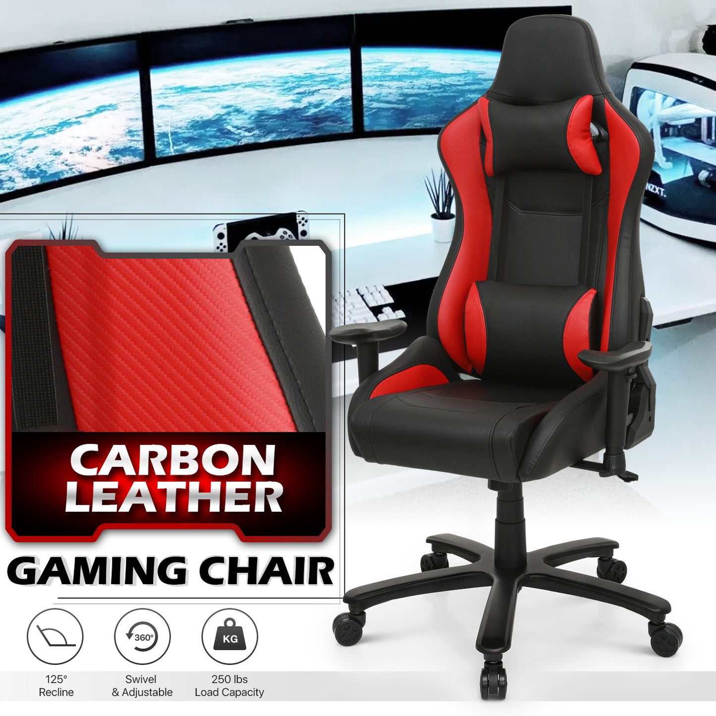 Gaming Chair w/Lumbar Support & Headrest #006