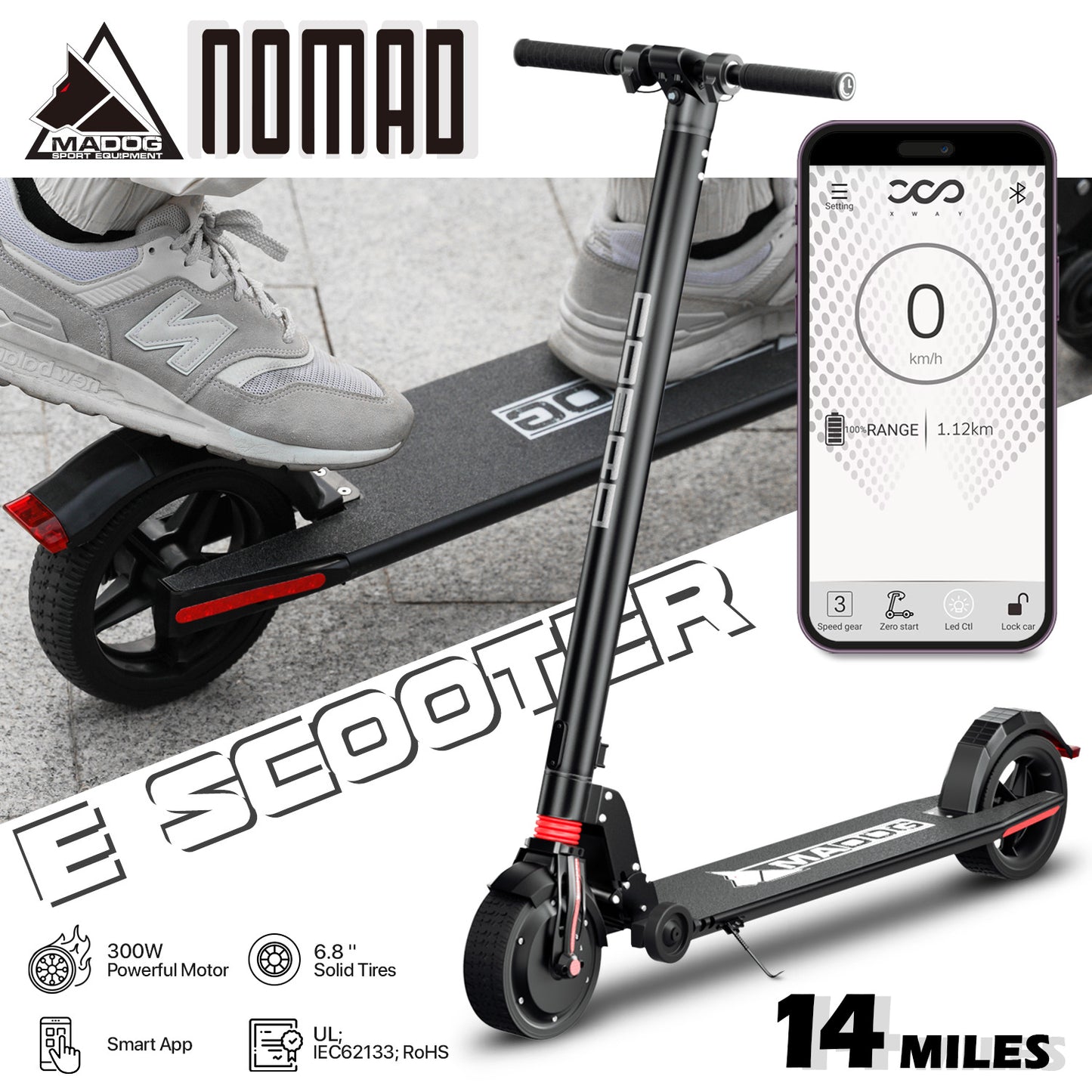 Electric Scooter - 36V, 6.0A, Black