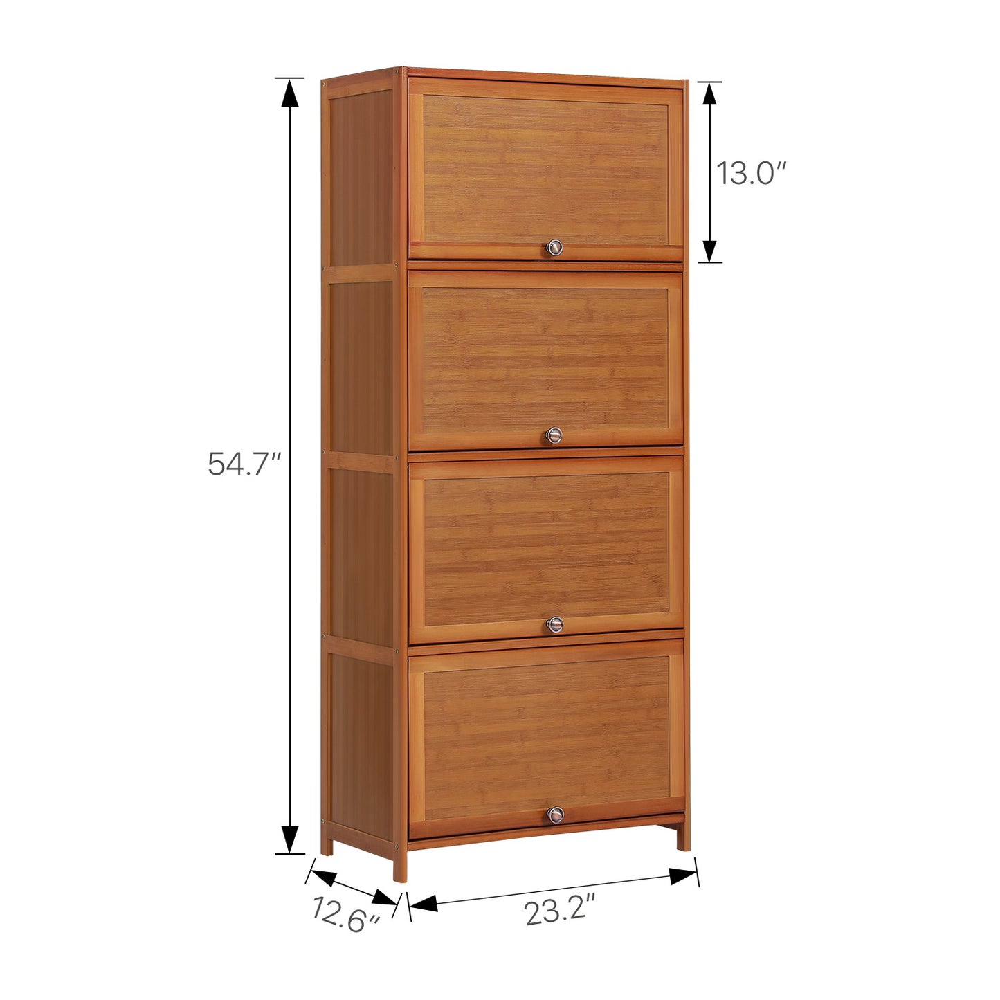 Slide Up Door Multi-Functional Storage Cabinet - 4 Tier - Brown