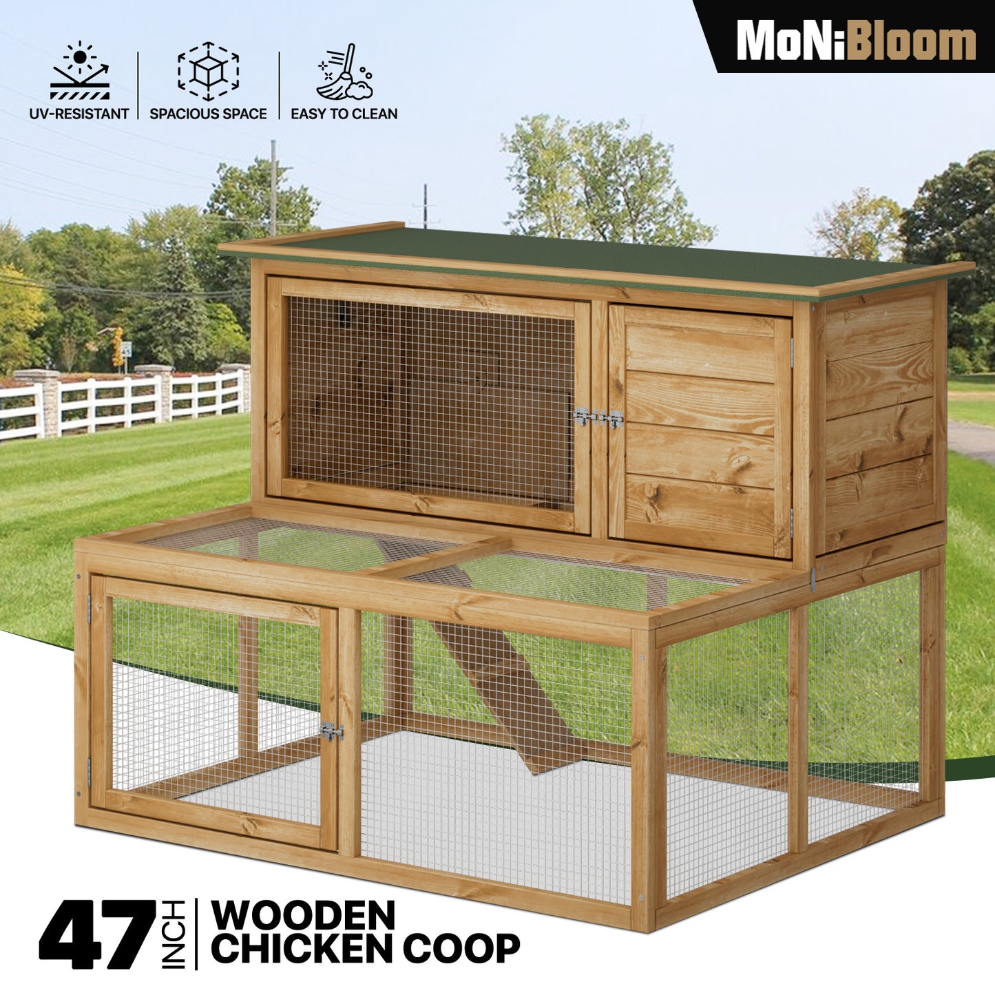 Wooden 2-Tier Chicken Coops Hutch