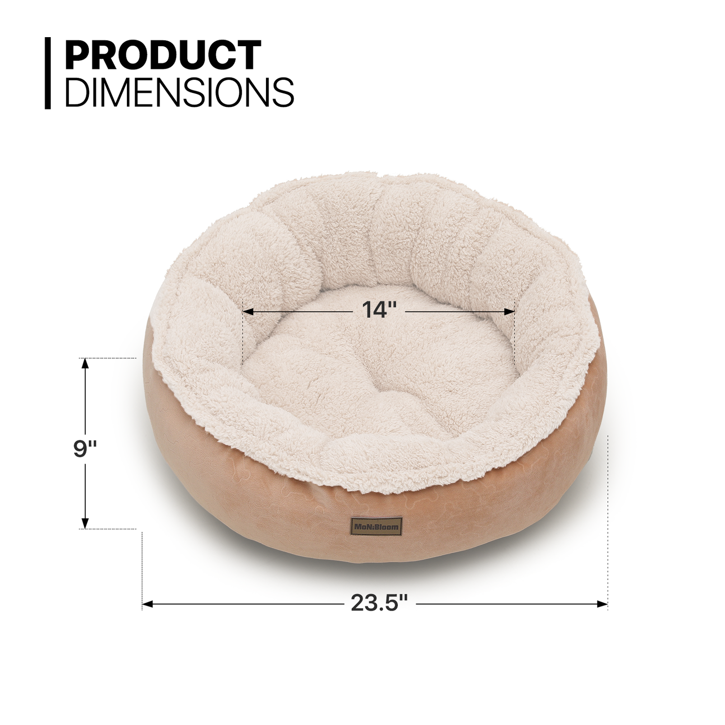 Pet Bed - Round - 23.5'' Diameter - Short Plush - Machine Washable