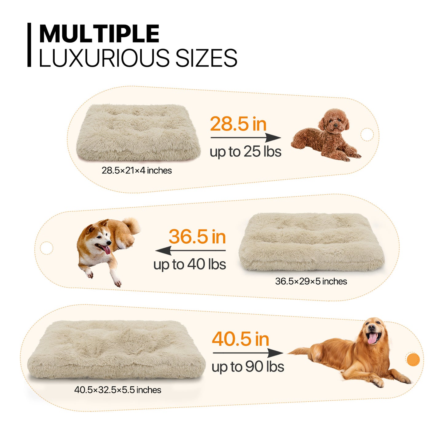 Pet Bed - Rectangle - 40.5'' Length - Long Plush - Machine Washable