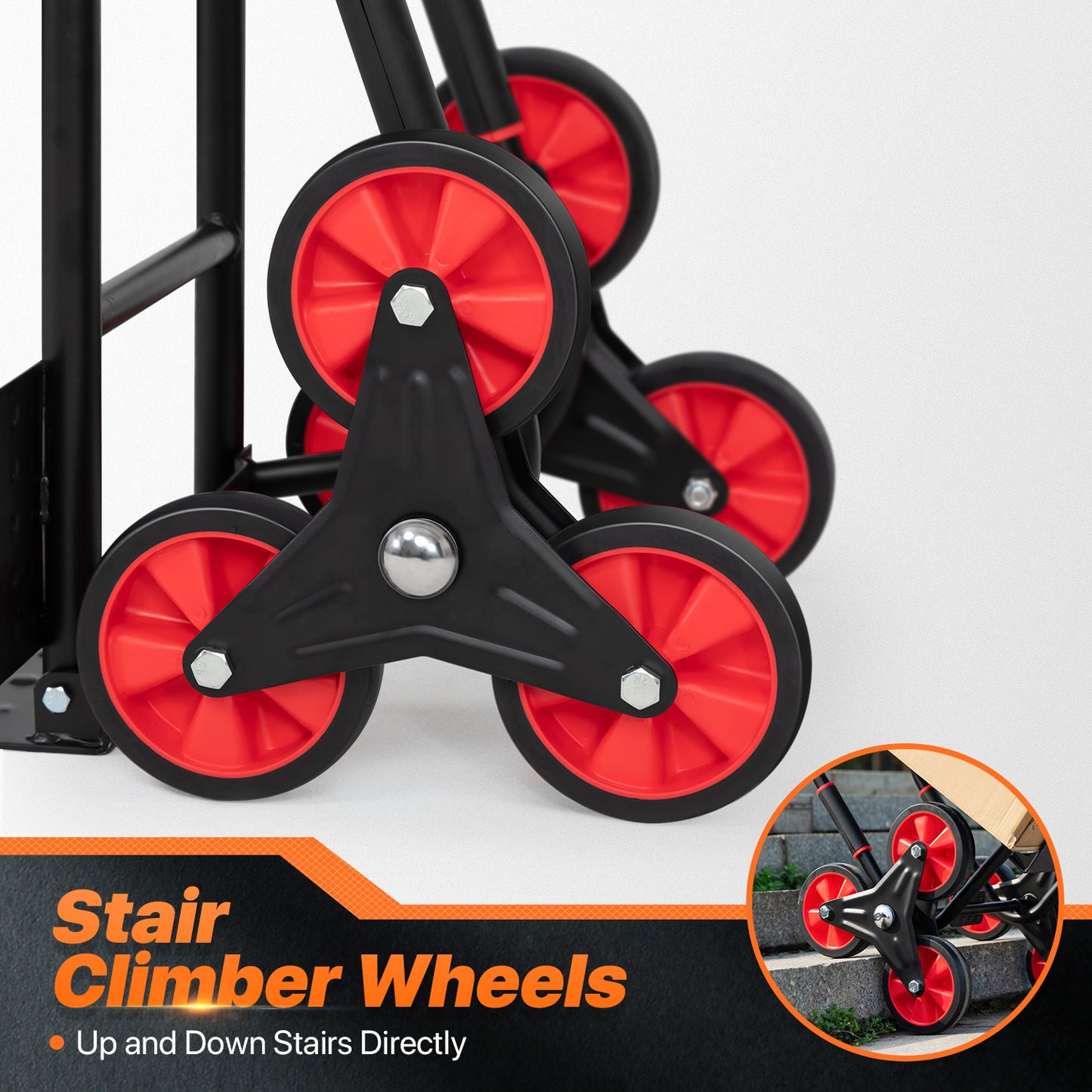 6-Wheeled Folding Hand Truck w/Stair Climber - Black/Red