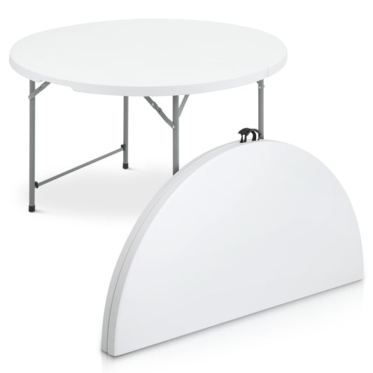 Folding Portable Round Plastic Table - Length 48"/54"/60"/66"