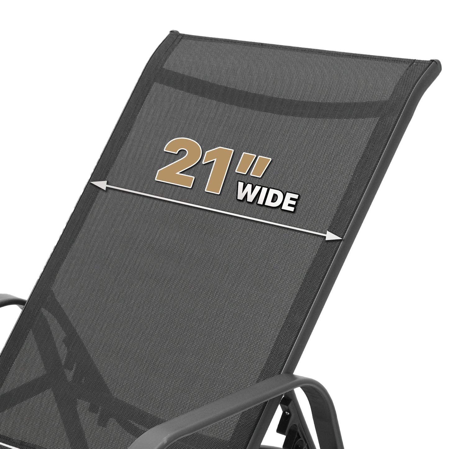 Set of 2 Lounge Chair - Adjustable Backrest - with Armrest