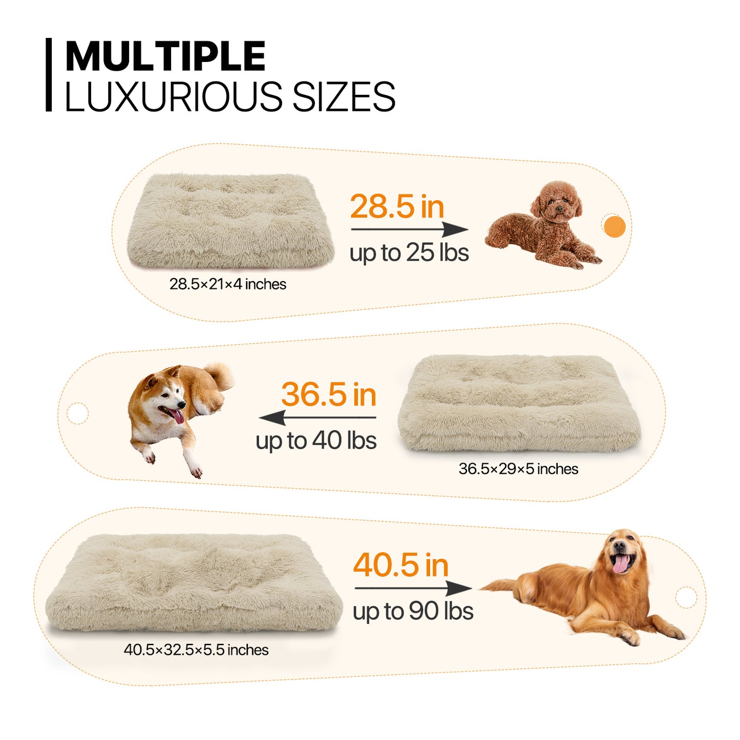 Pet Bed - Rectangle - 28.5'' Length - Long Plush - Machine Washable