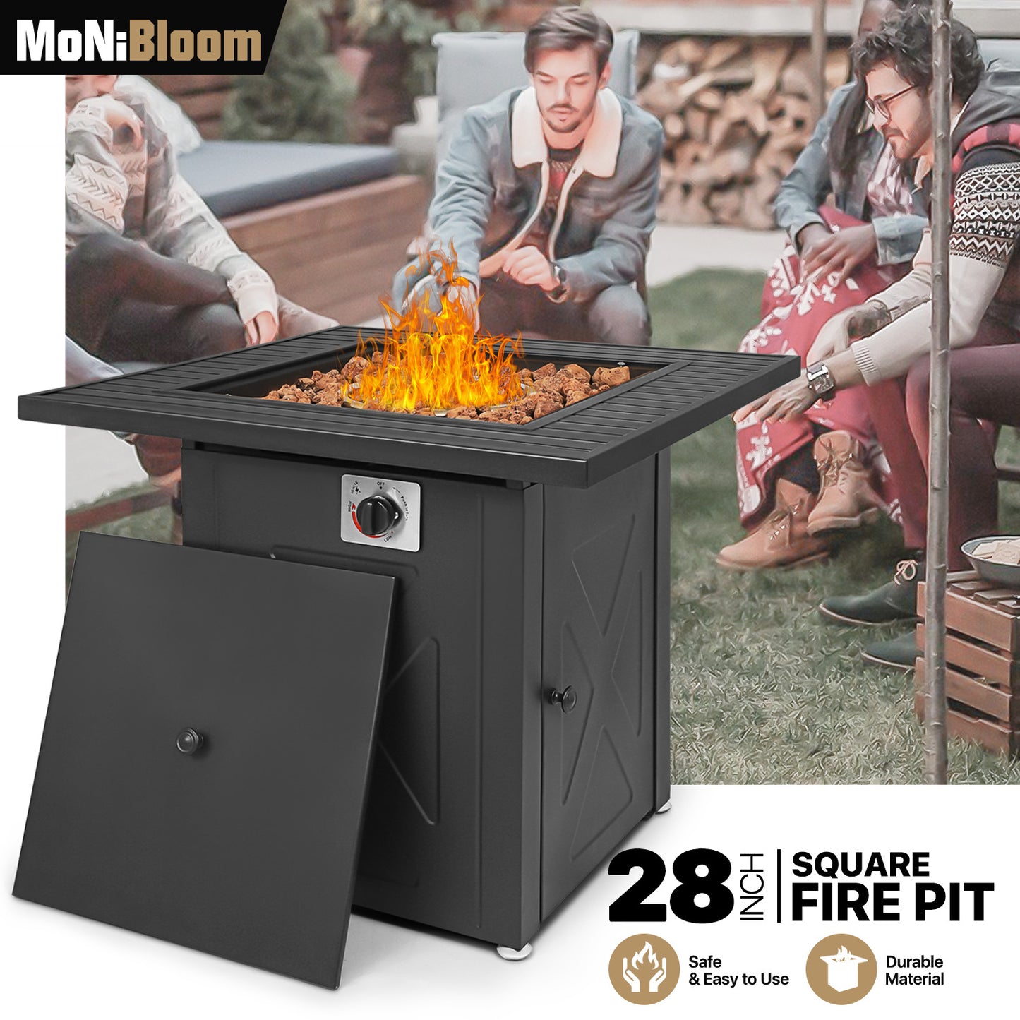 28" Square Fire Pit - Gray