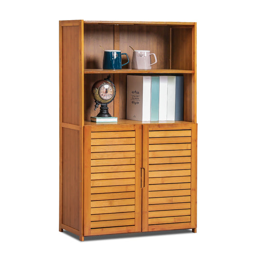 Multi-Functional Freestanding Display Shelf - with Bottom Cabinet Storage - 24" - Brown