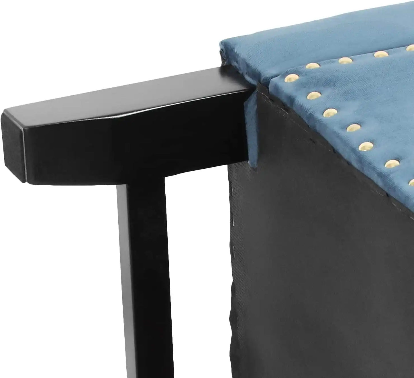 Blue Storage Ottoman Bench Microfiber Upholstered Seat Rectangle Footrest Stool