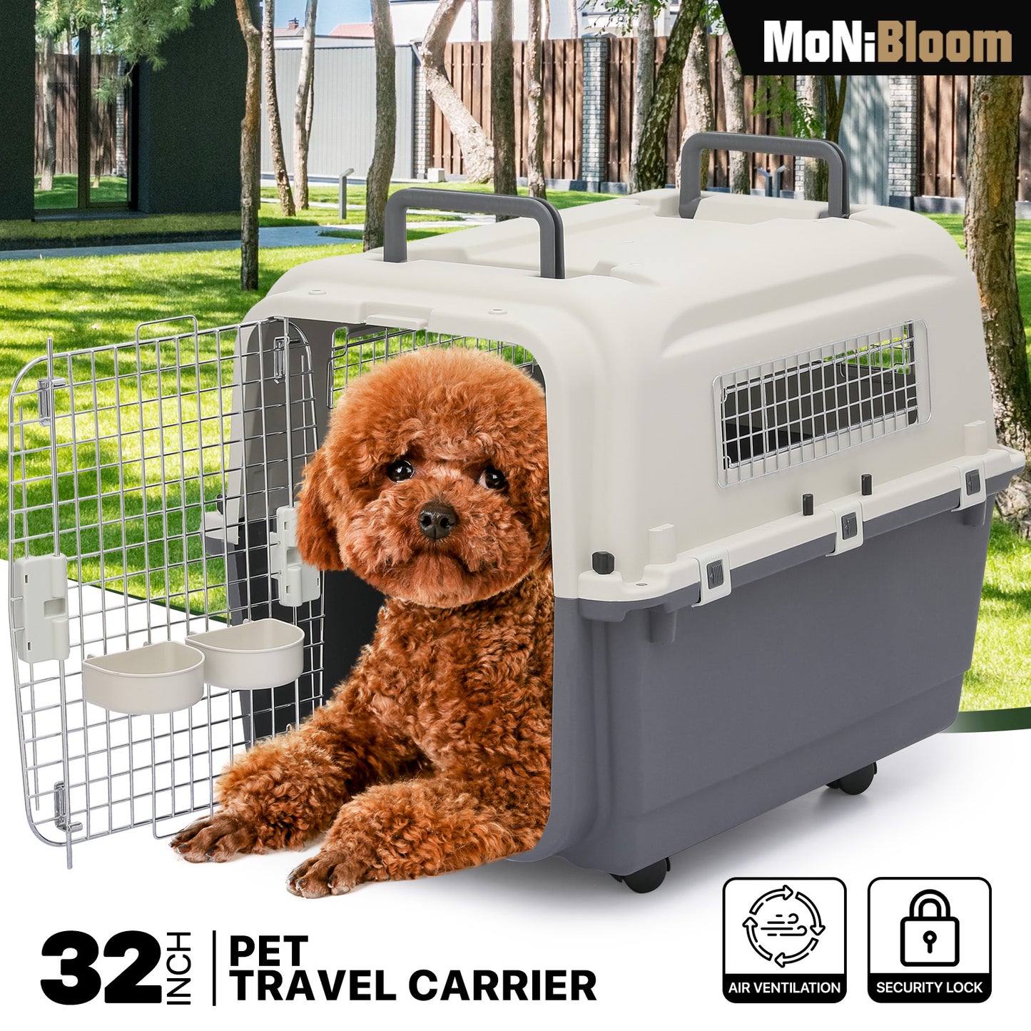 32" Pet Hard Sided Travel Carrier - Up to 40 lbs - Detachable Door