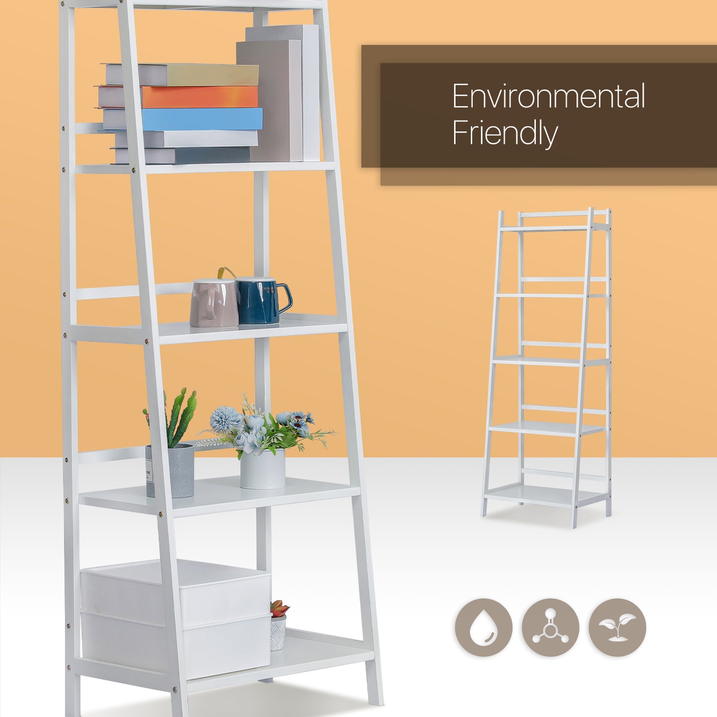 Simplified Trapezoid Multi-Functional Flower Plant Rack - 5 Tier - White