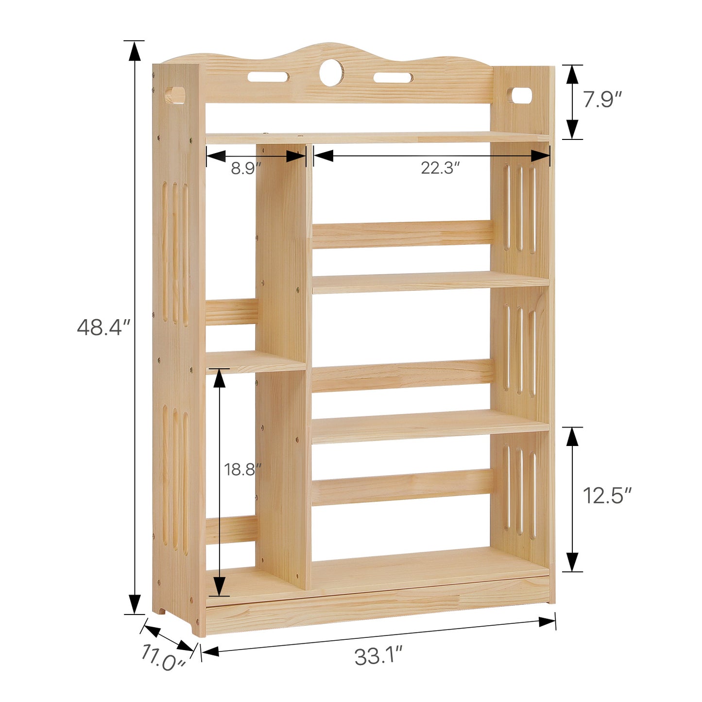 Wooden Display Storage Organizer - 4 Tier - 33" - Natural