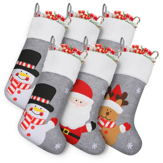 6 Pieces Christmas Stocking - Santa Claus*2, Reindeer*2 , Snowman*2