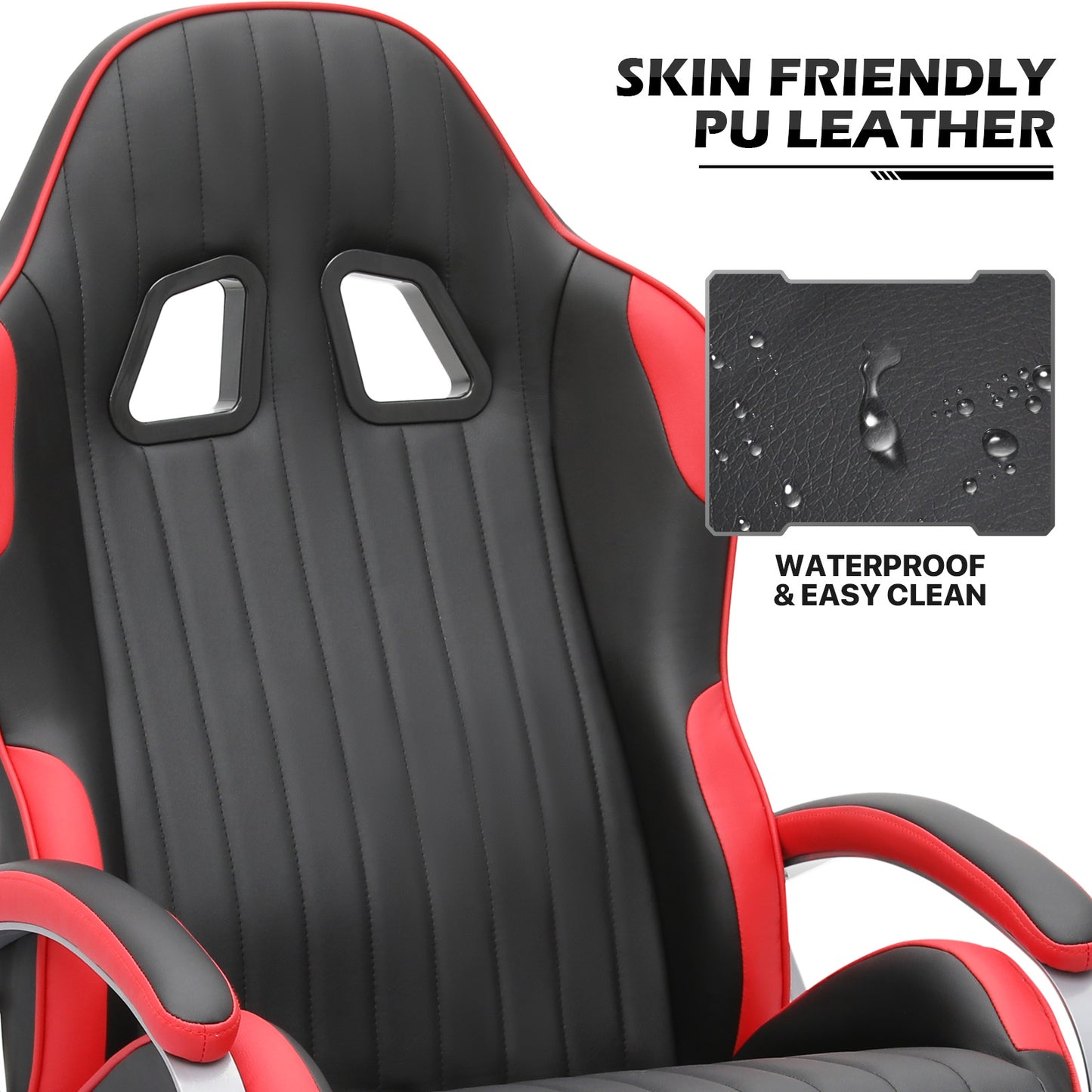 Gaming Chair with Ottoman - PU Leather