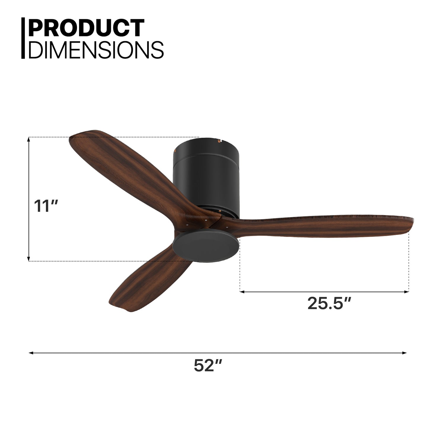 52" Reversible Ceiling Fan - 3 Blades