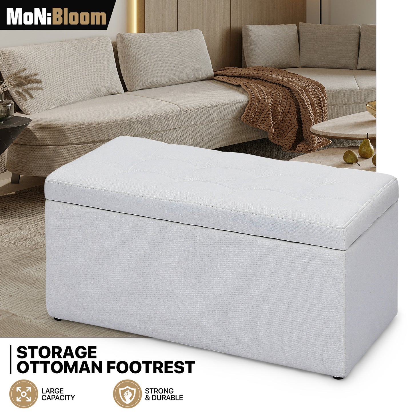 Storage Ottoman Bench Lift Top Footrest Stool End of Bed Upholstered Seat