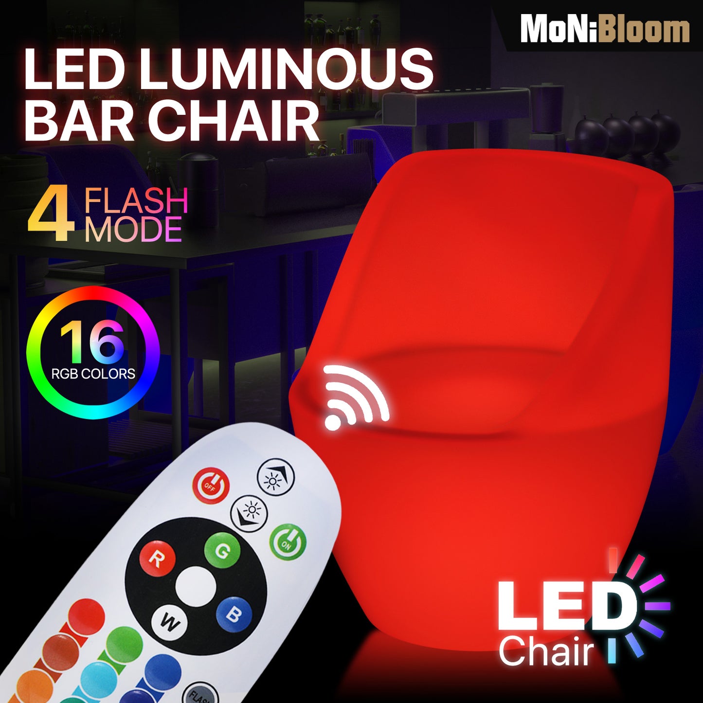 LED - Chair - Barrel Shape - 16 Colors Remote Control