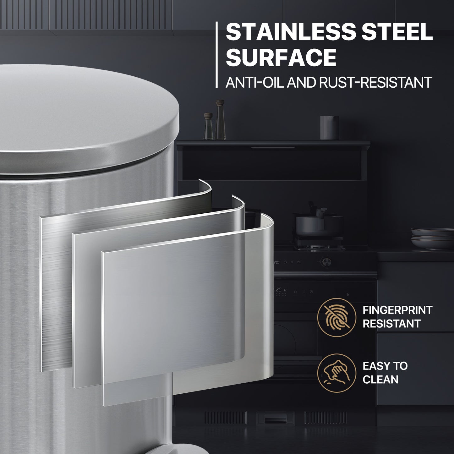 5L Step On Trash Bin - Stainless Steel