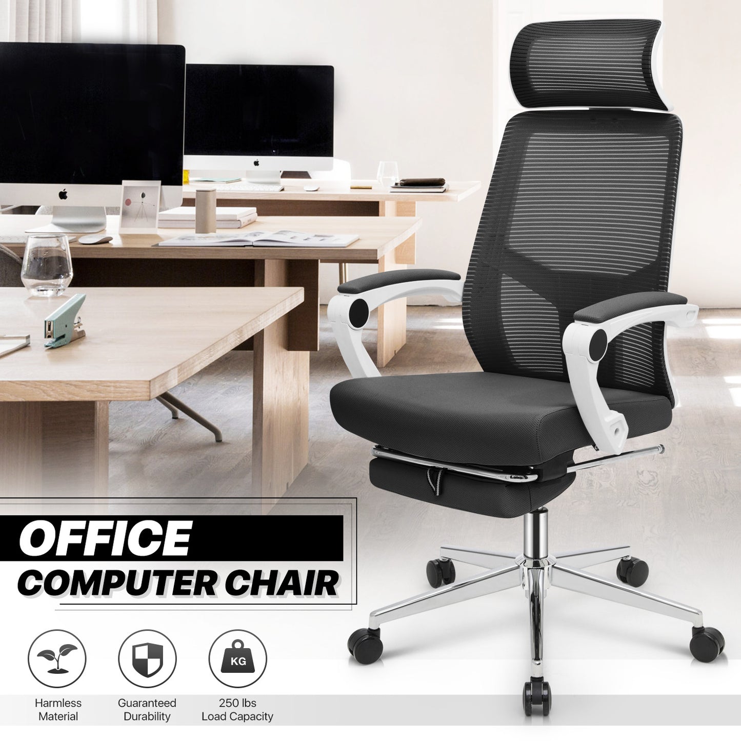 Reclinable Office Chair w/Footrest