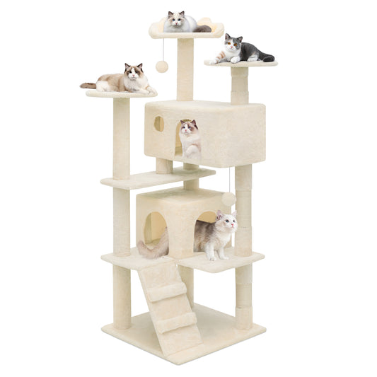 Cat Tree - 54.5'' Height - w/Anti-Tipping Rope, Fabric Scratching Post