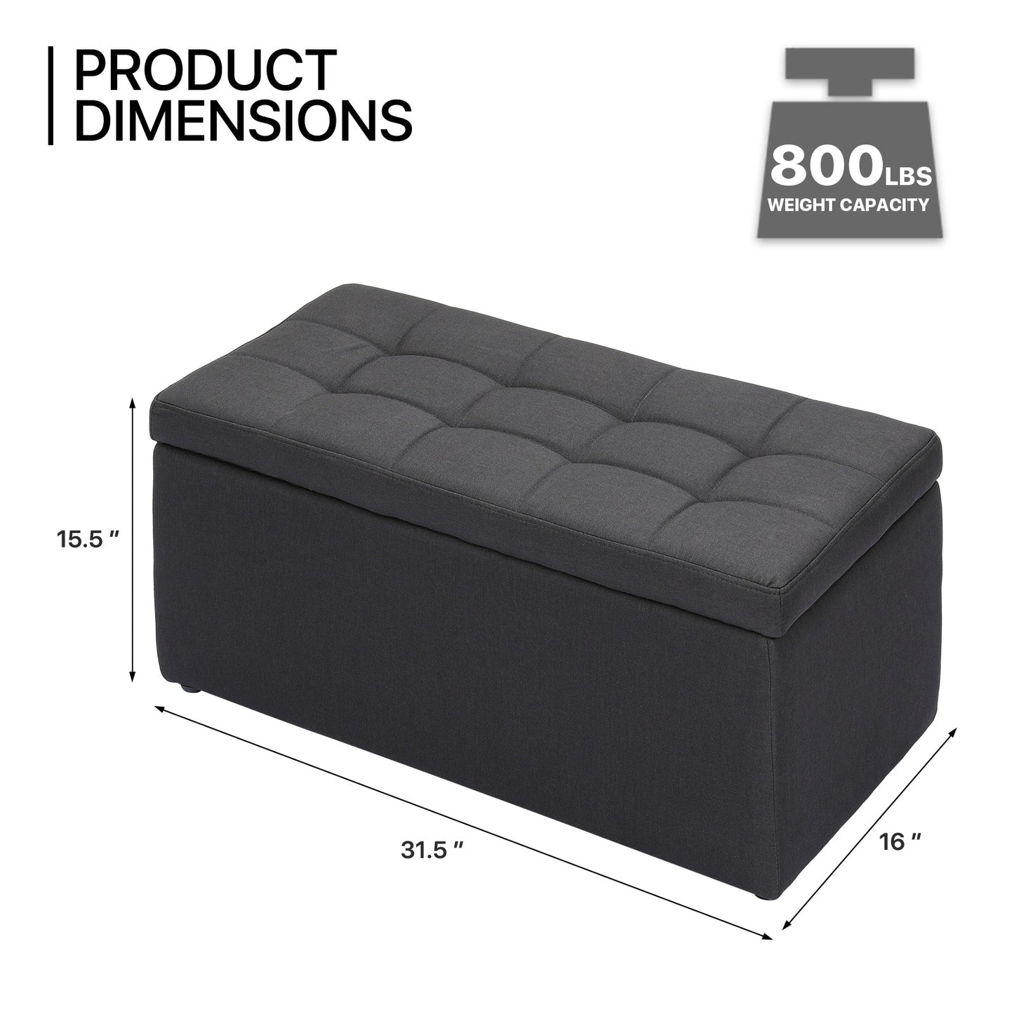 Storage Ottoman Bench Lift Top Footrest Stool End of Bed Upholstered Seat