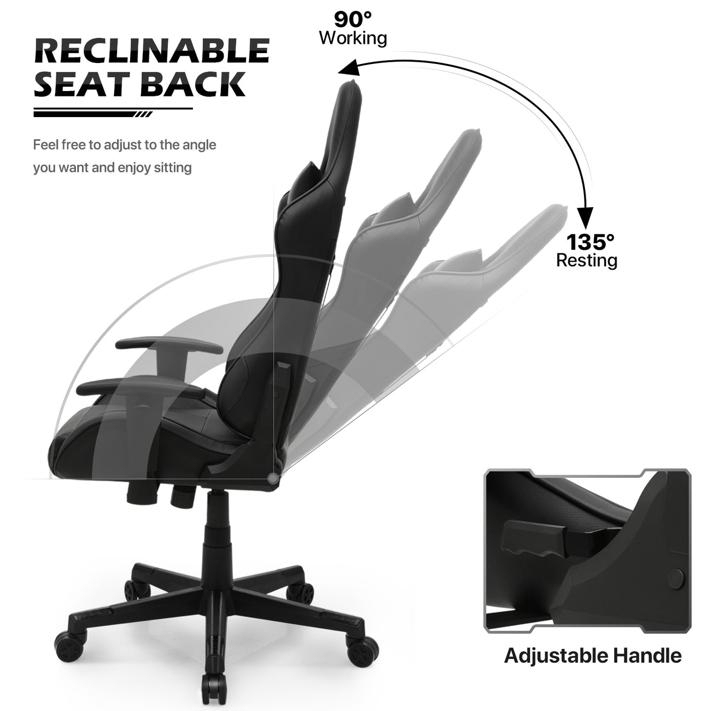 Gaming Chair w/Lumbar Support & Headrest #004