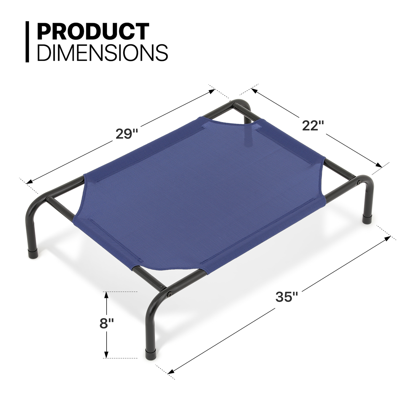 Elevated Dog Bed - Non-Slip Cooling Pet Bed - 35'' Length