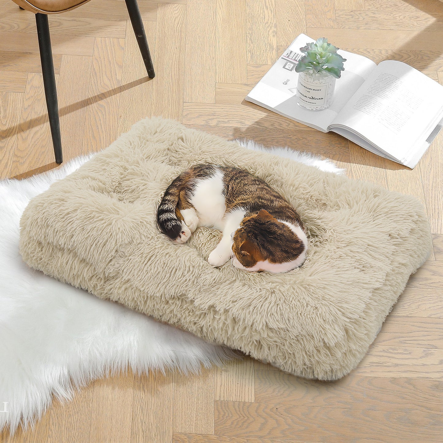 Pet Bed - Rectangle - 28.5'' Length - Long Plush - Machine Washable