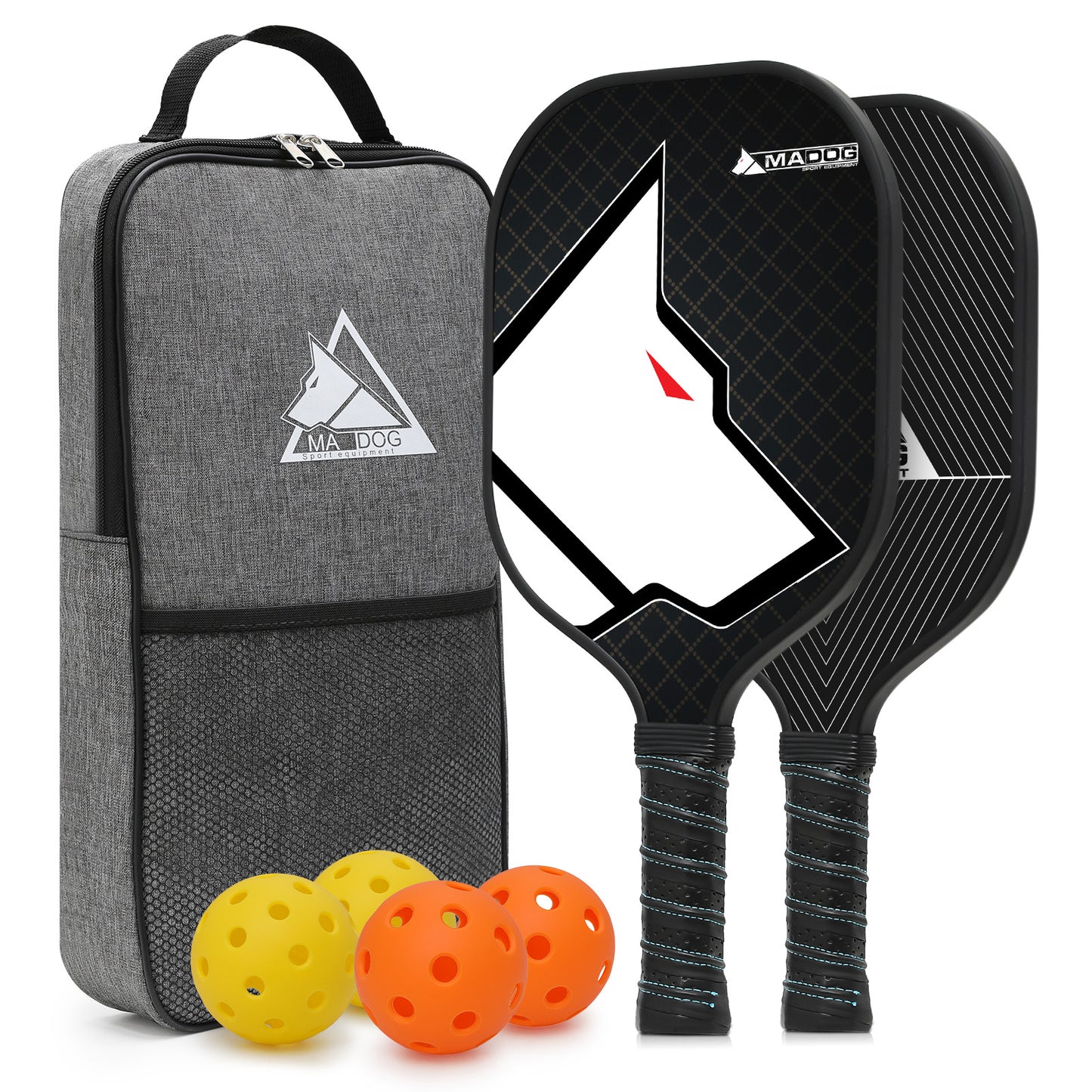 Pickleball Racket Set - Carbon Fiber Combination - 2 Rackets or 4 Rackets + 4 balls + 1 bag