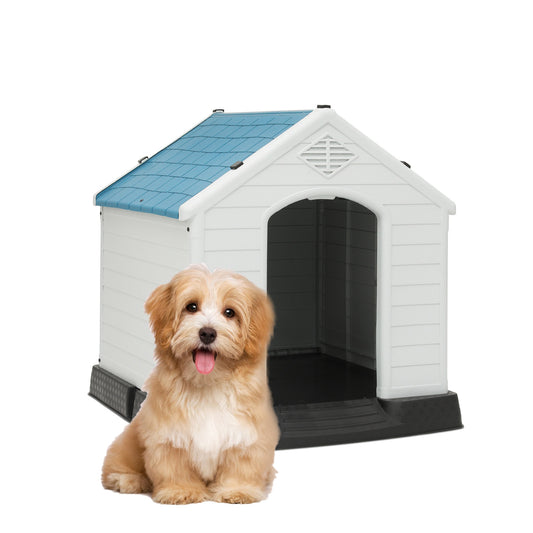 Plastic Dog House - with Air Vent, Elevated Floor