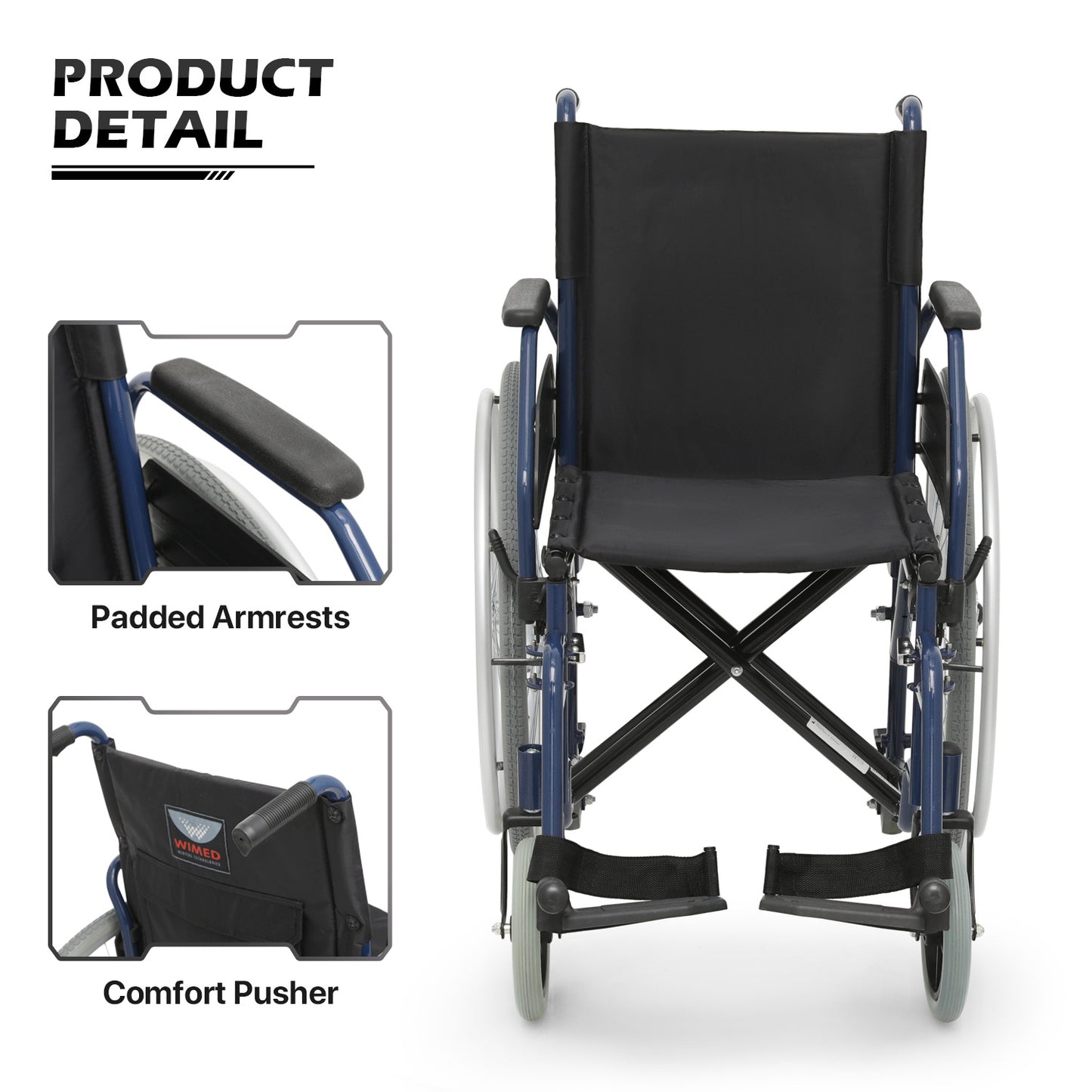 Manual Wheelchair - 7.5'' Front & 23.5'' Rear Wheel - 17"x15.5'' Nylon Seat