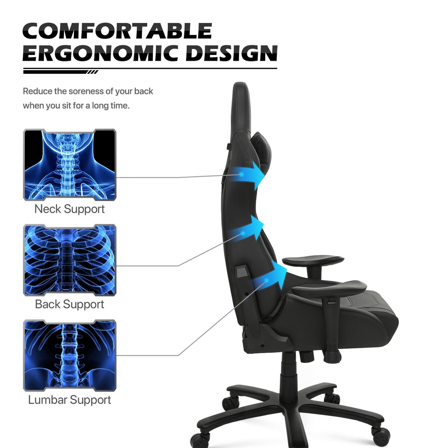 Gaming Chair w/Lumbar Support & Headrest #006 – MoNiBloom