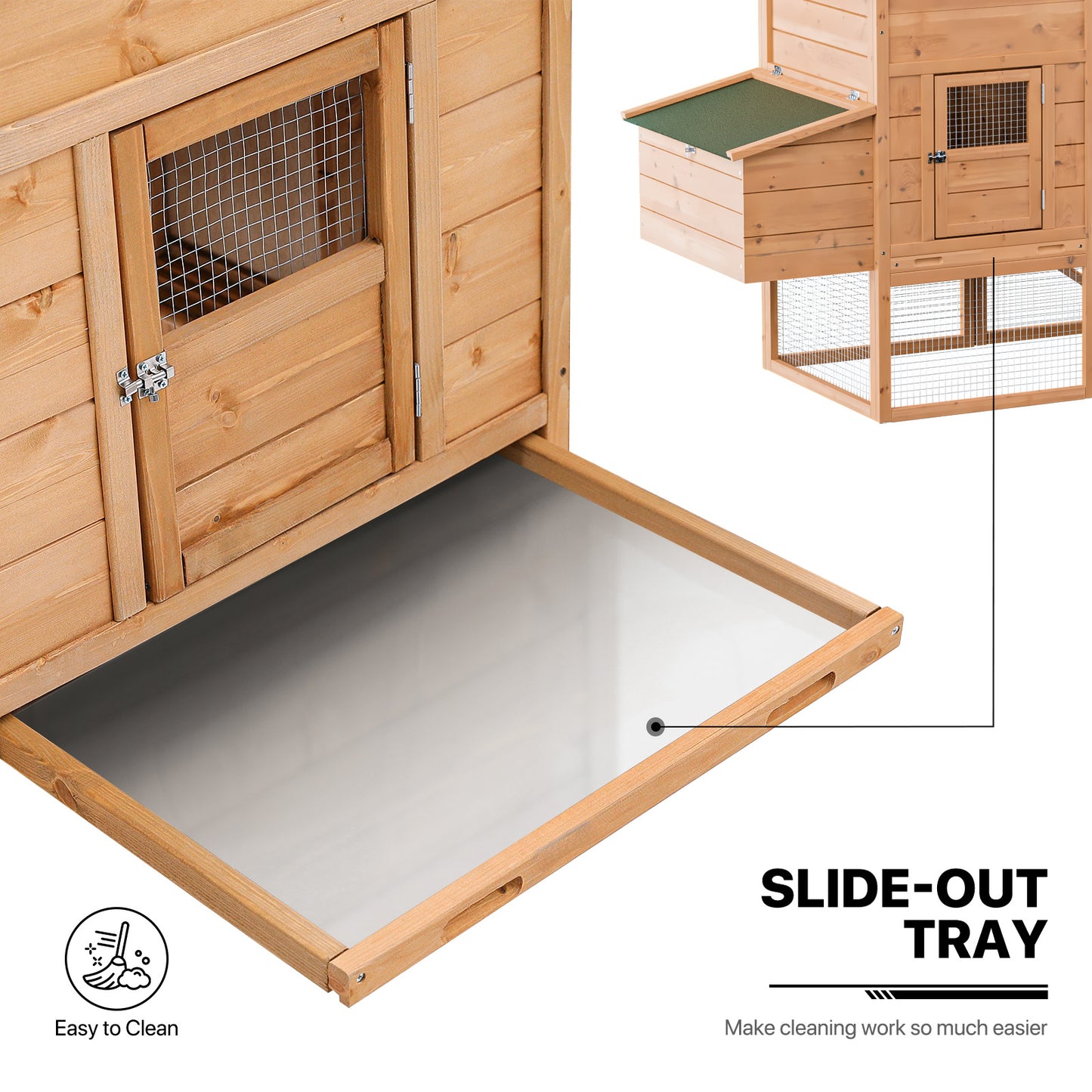 Wooden Rabbit Hutch - Ramp+Nesting Box - Chicken Coop