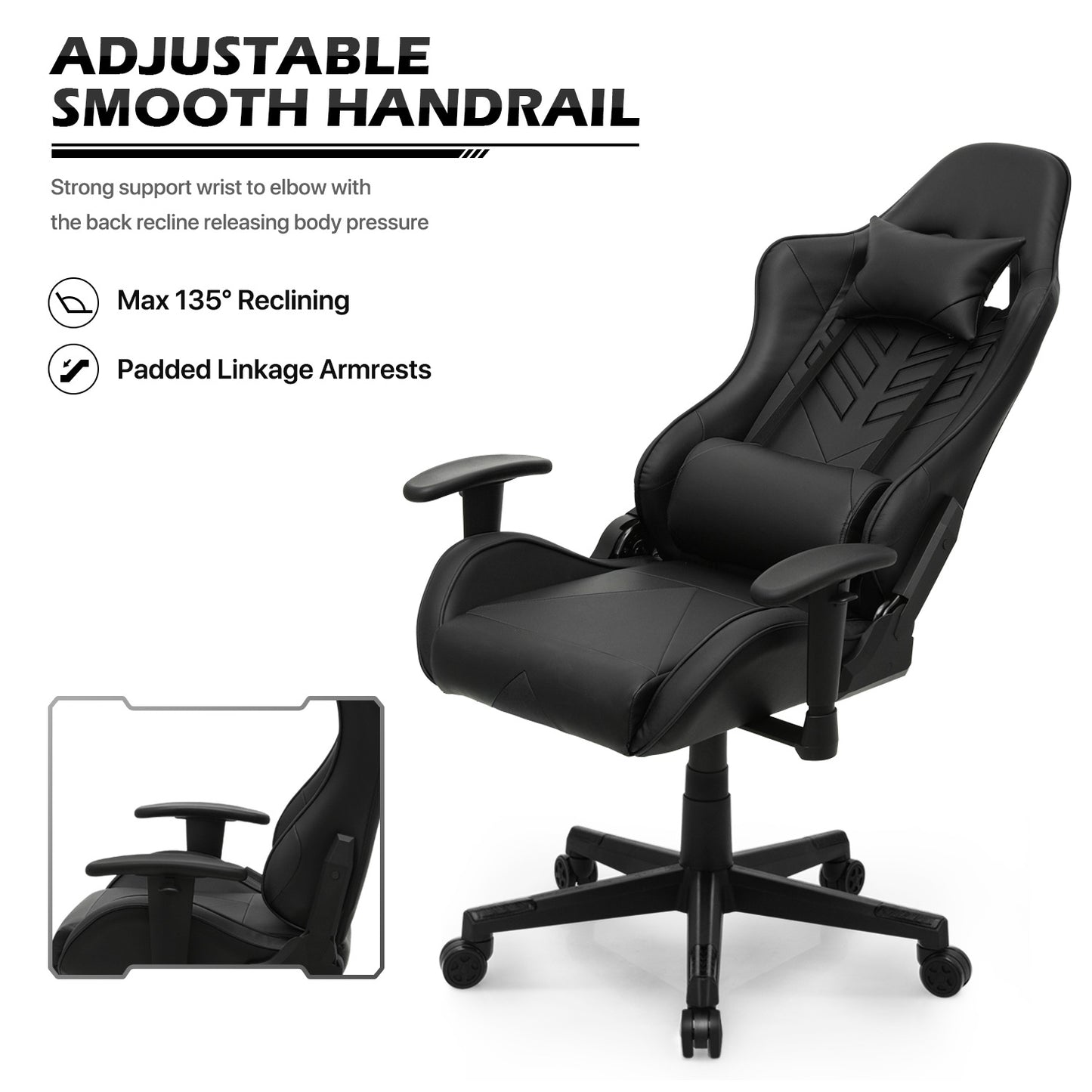 Gaming Chair w/Lumbar Support & Headrest #004