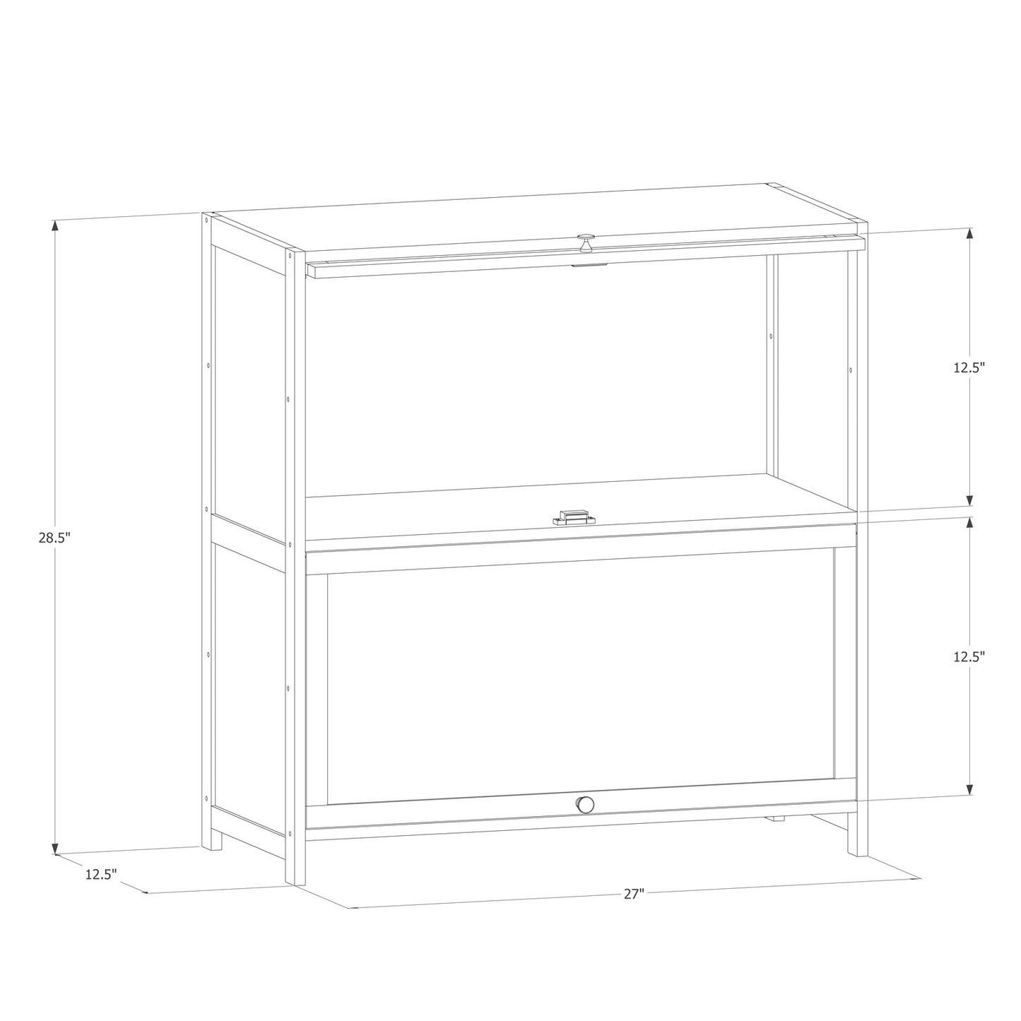Slide Up Door Multi-Functional Storage Cabinet - 2 Tier - Brown