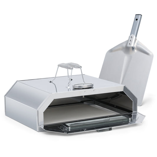 Stainless Steel Pizza Oven for Grill - 14.7*11.5*4.7 inch -11*9 inch Pizza Stone - Silver