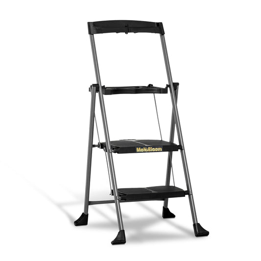 Tool Holder Handle Folding Step Ladder w/Tool Tray - 2 Steps 3.68 ft/44.1", Black