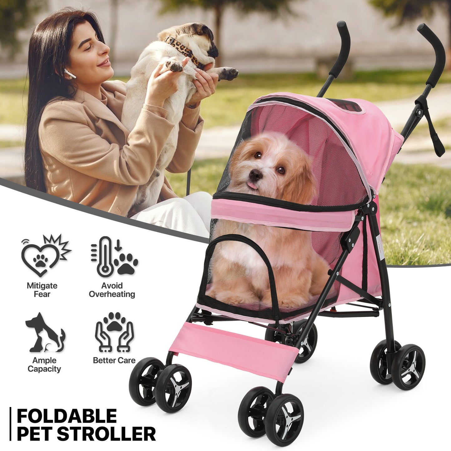 4 Wheels Pet Stroller - 26*18*37.5 inch