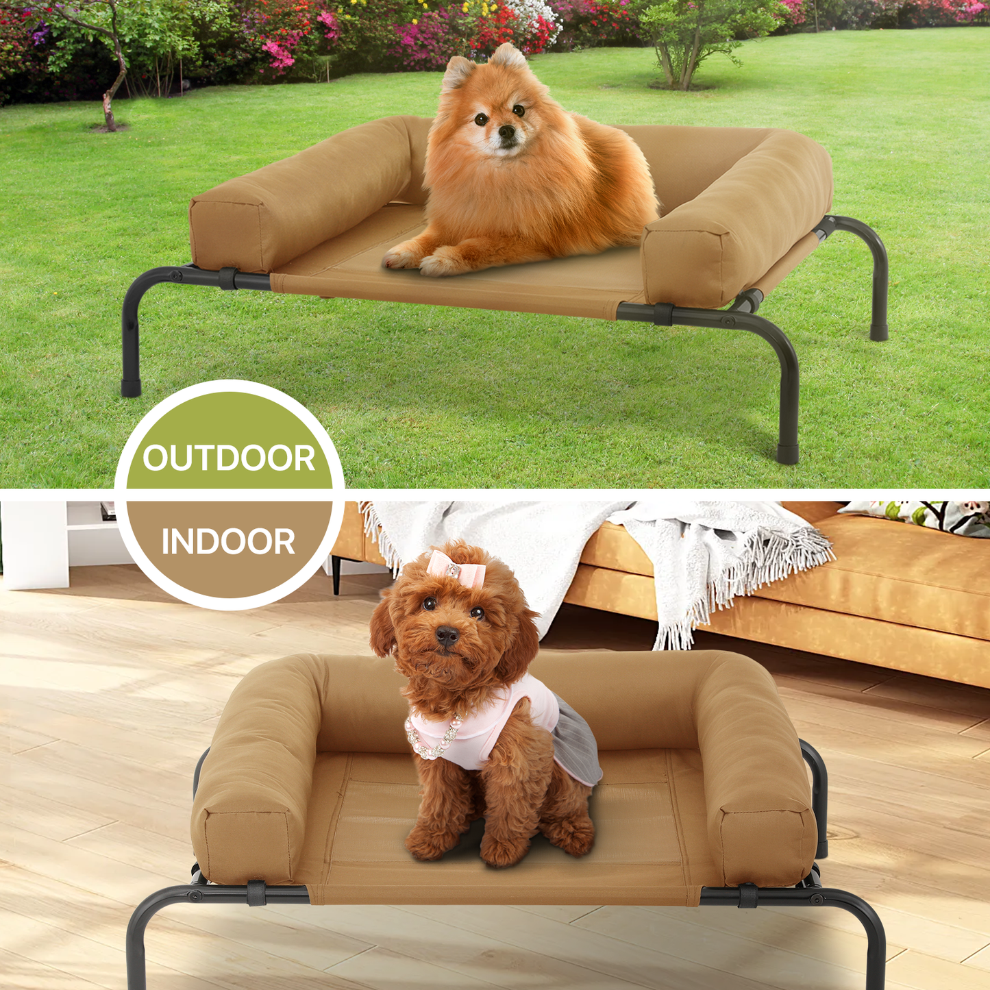 Elevated Dog Bed - w/ Removable Bolster - 35.5'' Length