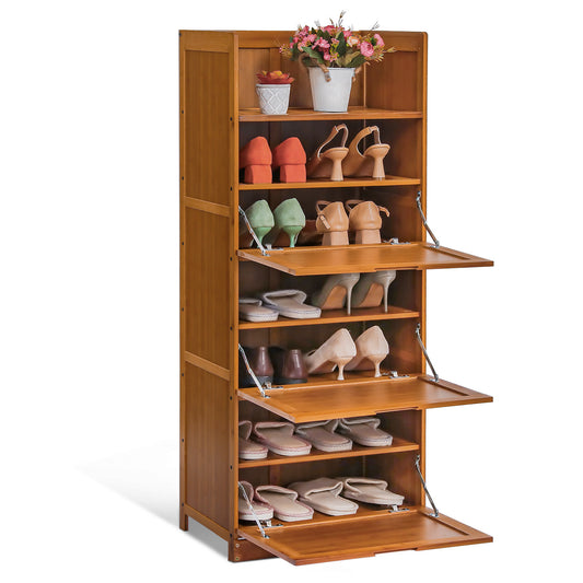 Drop Down Door Entryway Shoe Cabinet - Shelf Top - 20" - Brown
