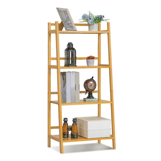 Simplified Trapezoid Multi-Functional Flower Plant Rack - 4 Tier - Natural