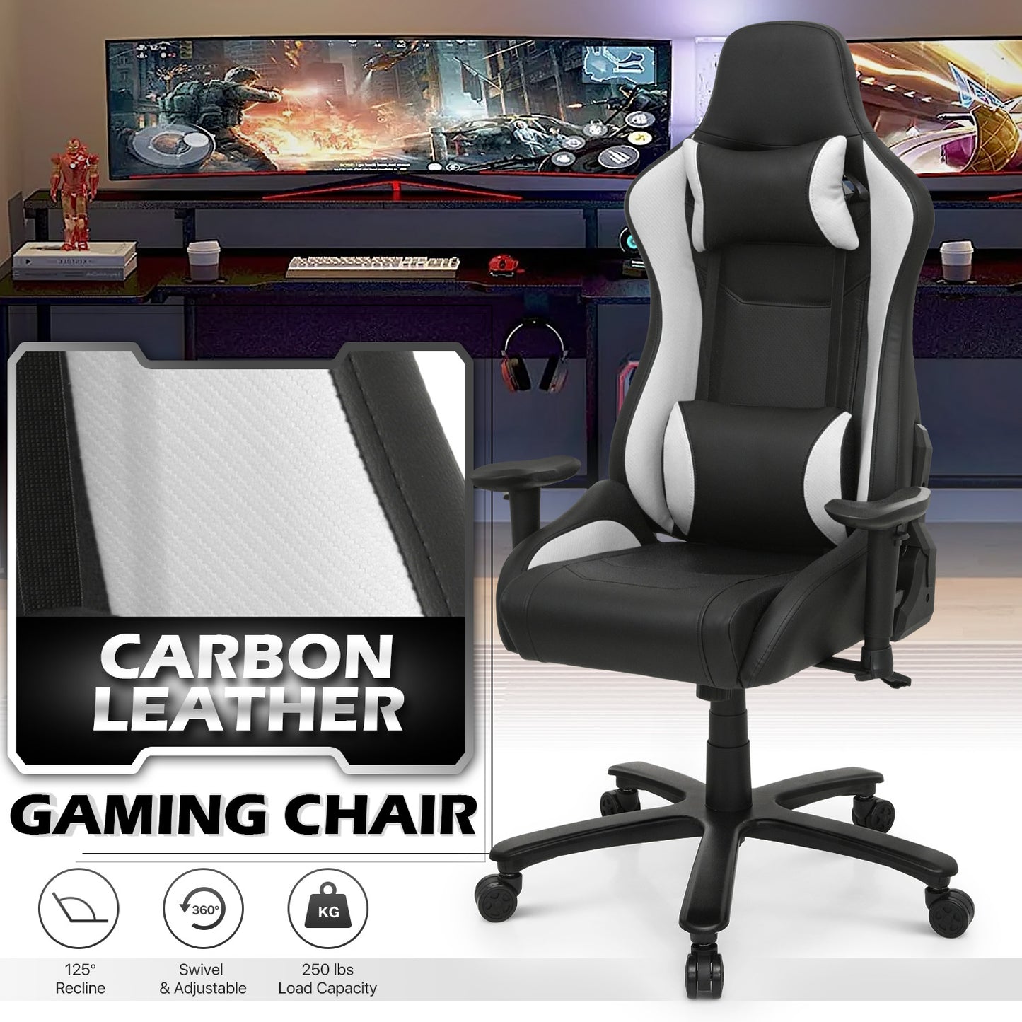 Gaming Chair w/Lumbar Support & Headrest #006