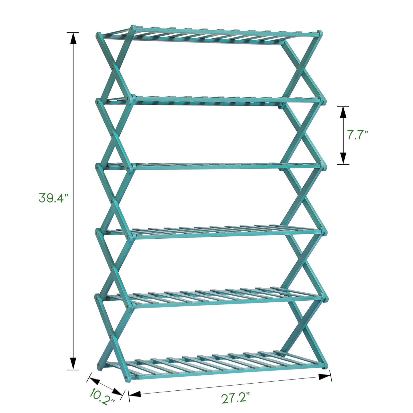 Foldable Multifunctional Shoe Rack Organizer - 6 Tier - Green