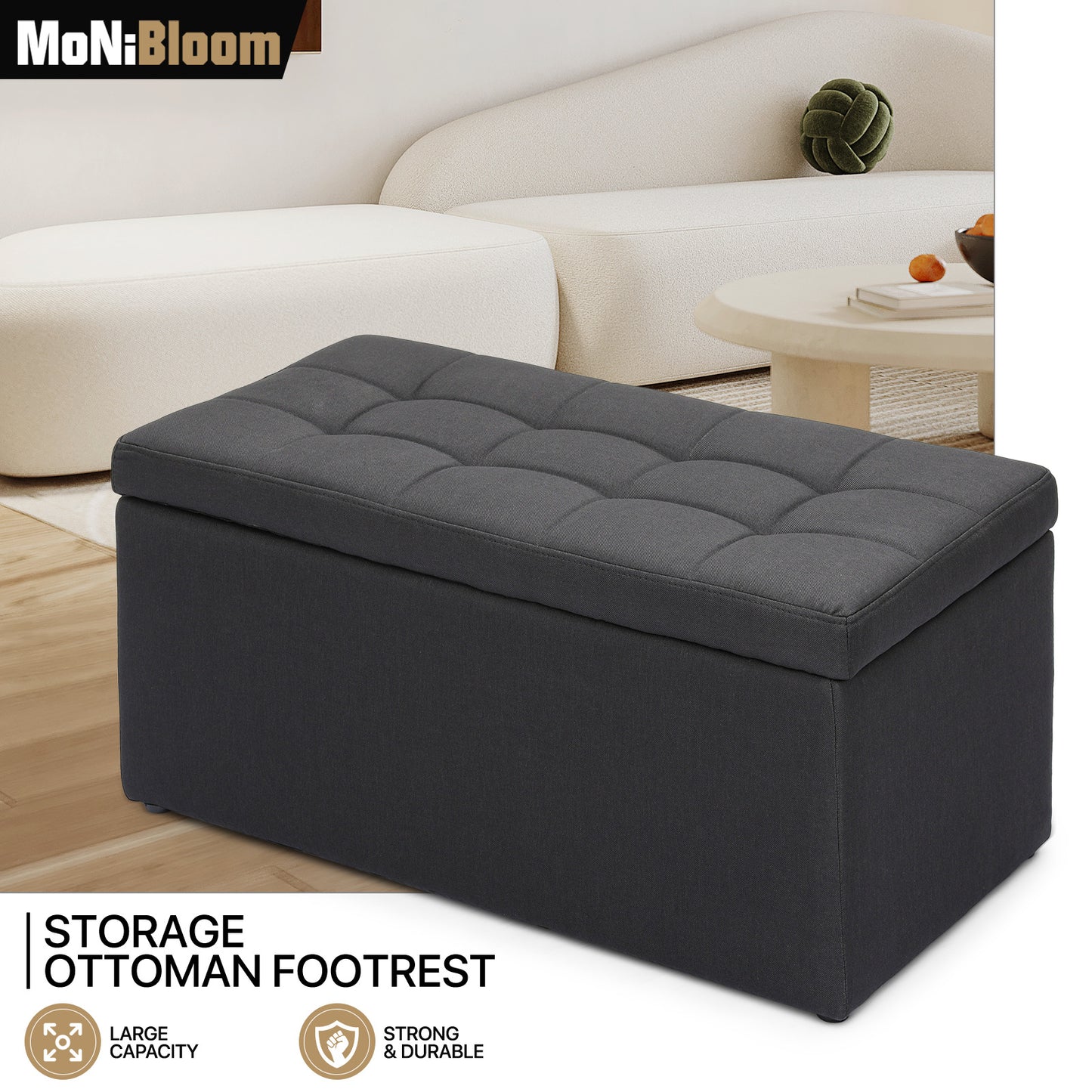 Storage Ottoman Bench Lift Top Footrest Stool End of Bed Upholstered Seat