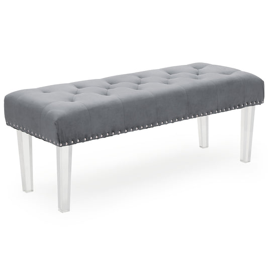 47" Tufted Ottoman Seat Mid-Century Rectangle Footstool Bench - Acrylic Foot